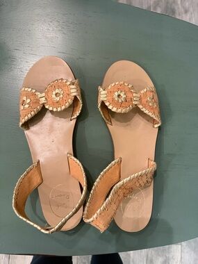 Jack Rogers Tan Leather Women's Slide Sandals